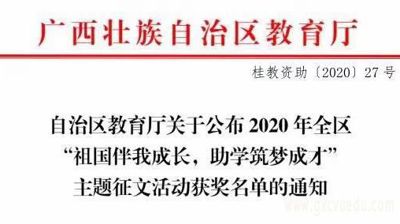 喜讯|完美(中国)一站式服务平台在2020年全区“祖国伴我成长，助学筑梦成才”主题征文活动喜获佳绩